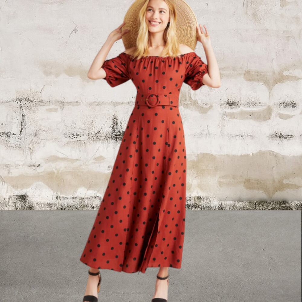 Maeve by Anthropologie $180 Lucienne Off-The-Shoulder Maxi Dress Size 4